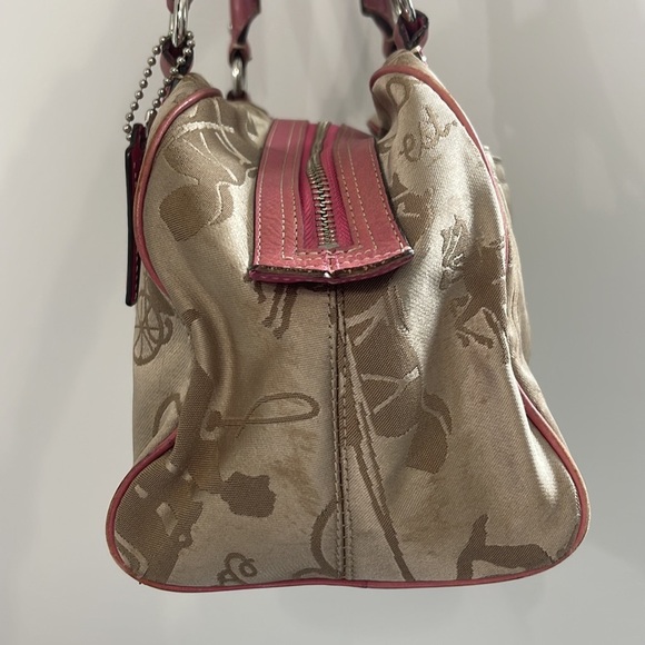 Coach Horse & Carriage SZ OS Logo Satchel Handbag F14481 Gold and Pink - Picture 11 of 11